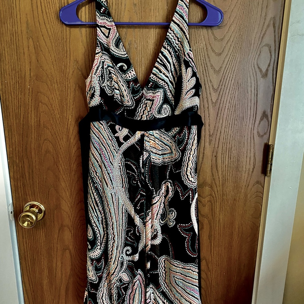 Adrianna Papell Evening 100% semi beaded silk dress